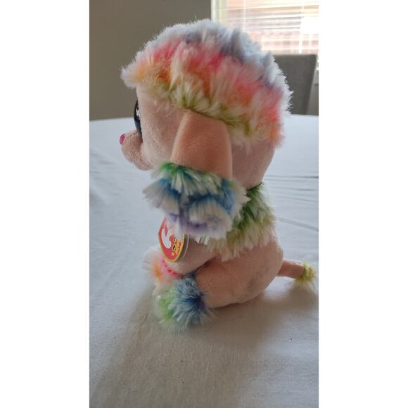 Ty Beanie Boos - RAINBOW the Tie Dyed Poodle Dog (6 Inch) NEW MINT with MINT TAG - Picture 2 of 9